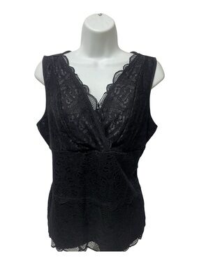 Daisy Fuentes Black Lace V-Neck shapewear Top